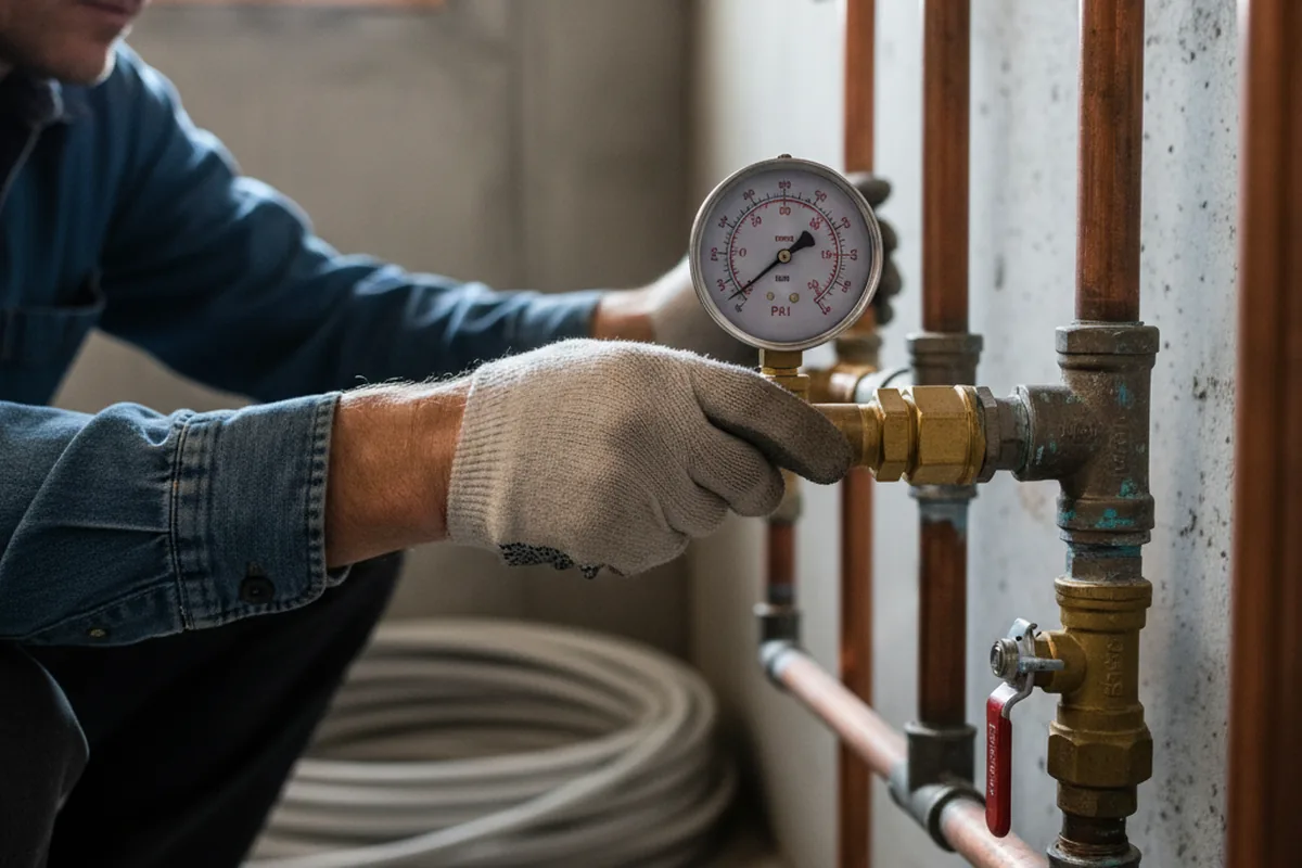 Pressure testing a repaired line during Water Line Repair in Philo